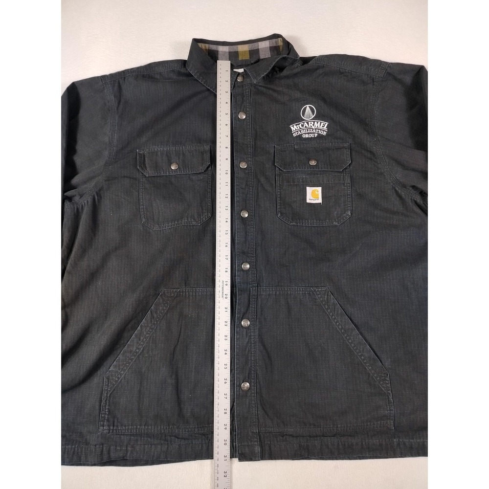 Carhartt Jacket Mens 3XL Black Canvas Shirt Jac Flannel Lined Workwear Ripstop - Picture 14 of 16
